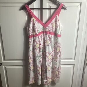Lilly Pulitzer Amber Fruit Punch Embroidered  Lined Dress Sz 4P Empire